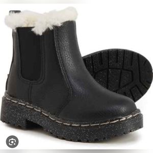 INCERELY JULES BLACK HEATHER GLITTER SOLE CHELSEA FUR BOOT TODDLER SIZE 8